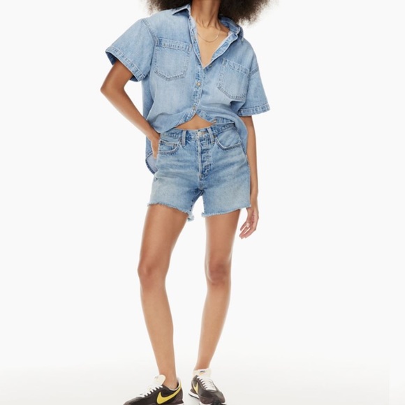 Denim Forum The Ex-Boyfriend Hi Mid-Thigh Denim Short - Picture 1 of 3
